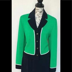 St John green and navy  pant set size 8